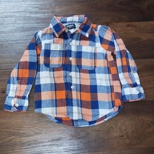 OshKosh B'Gosh 4t Orange Flannel Long Sleeve Button Up Shirt